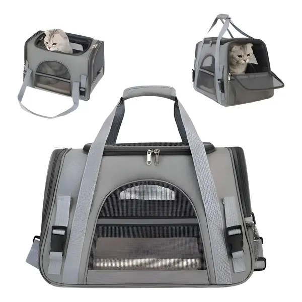 Bolso Transportador Mascota Gato Michi Portatil Con Alfombra Gris Oscuro en oferta en Mercado Libre Chile