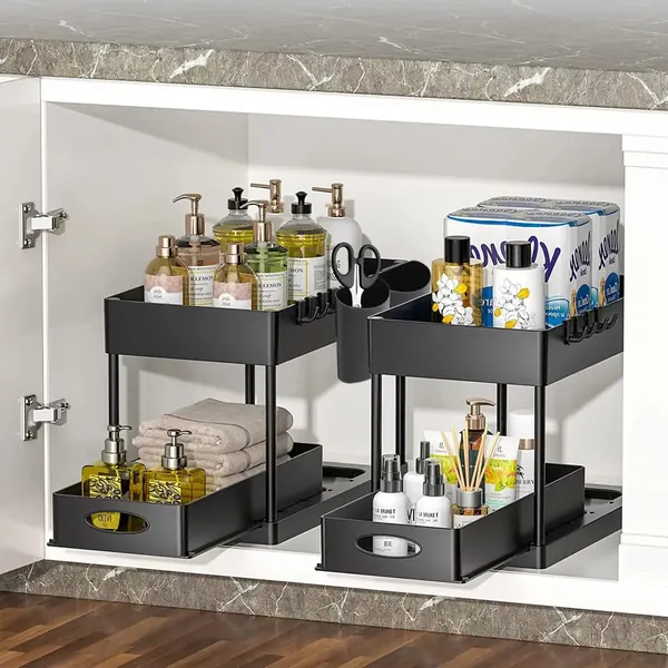 Estante Organizador Negro Vidita 2 Niveles Cajones Baño Cocina 40x20x34cm en oferta en Mercado Libre Chile