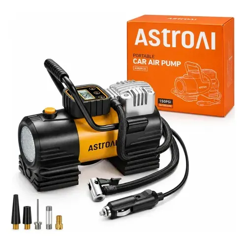 Compresor de Aire Metálico 150PSI Inflador de Llantas Portátil para Auto Coche y Moto con LED AstroAI en oferta en Mercado Libre Chile